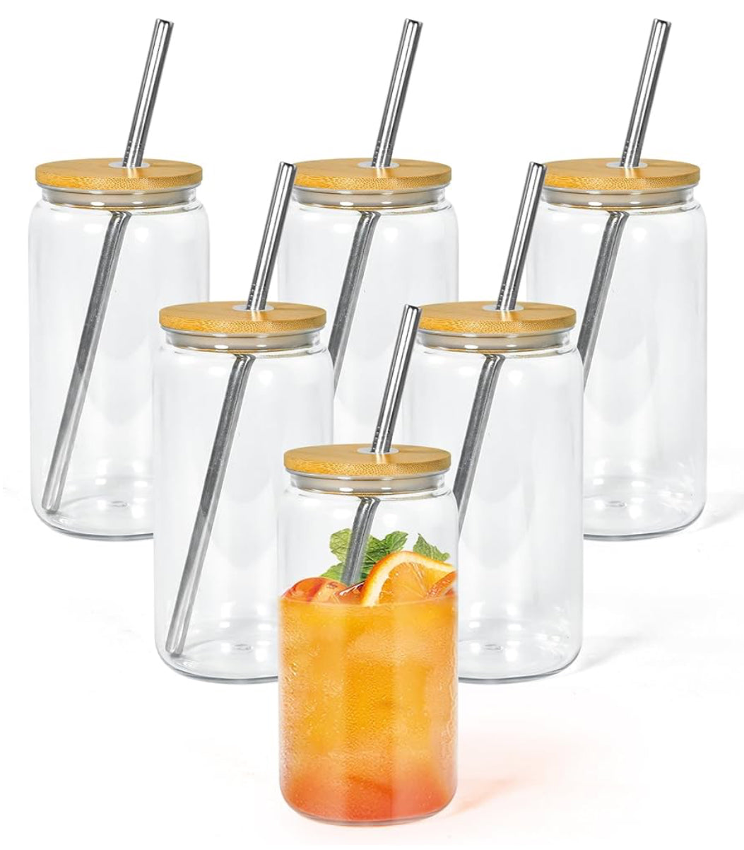 Glass Cup (No Flow) W/ Bamboo lid