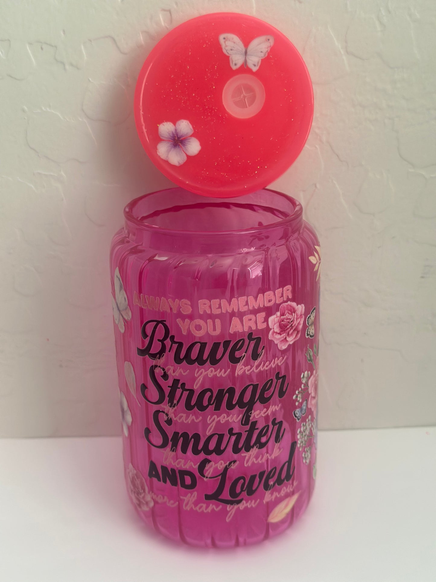 Inspirational Pink Glass Cup