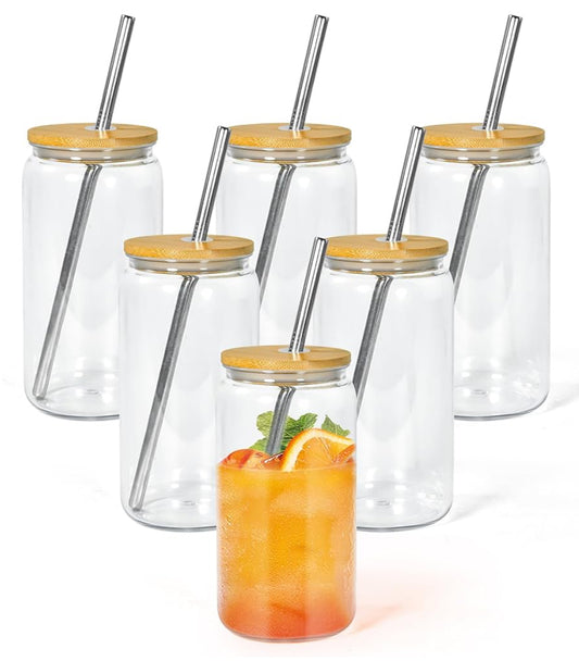 Glass Cup (No Flow) W/ Bamboo lid