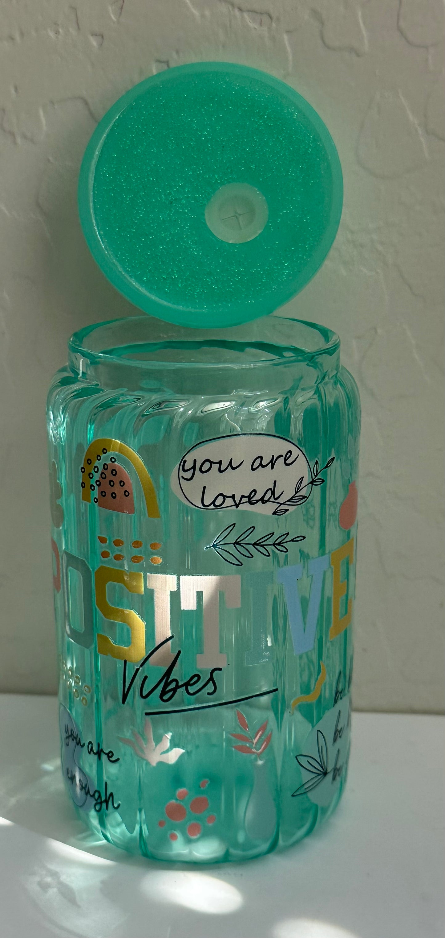 Positive Words Glass Cup