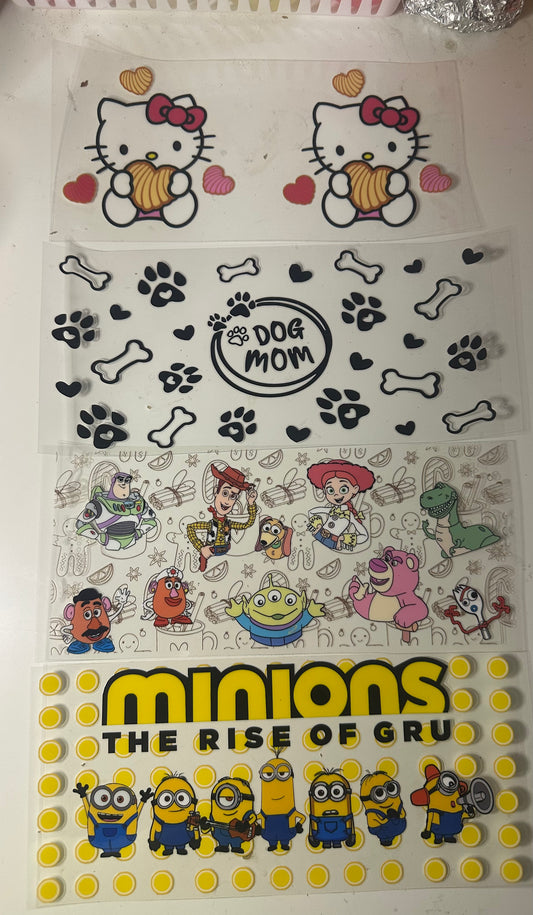 Hello Kitty, Dog Mama, Toy Story, Minions